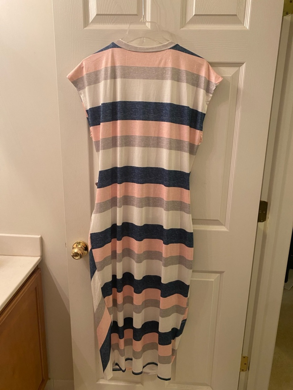 Shein Striped Knot-Front Women’s Dress in Pink, Navy & Gray - Picture 4 of 5
